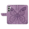 thumbnail image 6 of SaniMore Wallet Case for Samsung Galaxy S22 Plus, PU Leather Embossed Butterfly Flip Folio Cover Card Holder [Kickstand][Wrist Strap] All Arpund Protective Shockproof Shell, Purple, 6 of 18