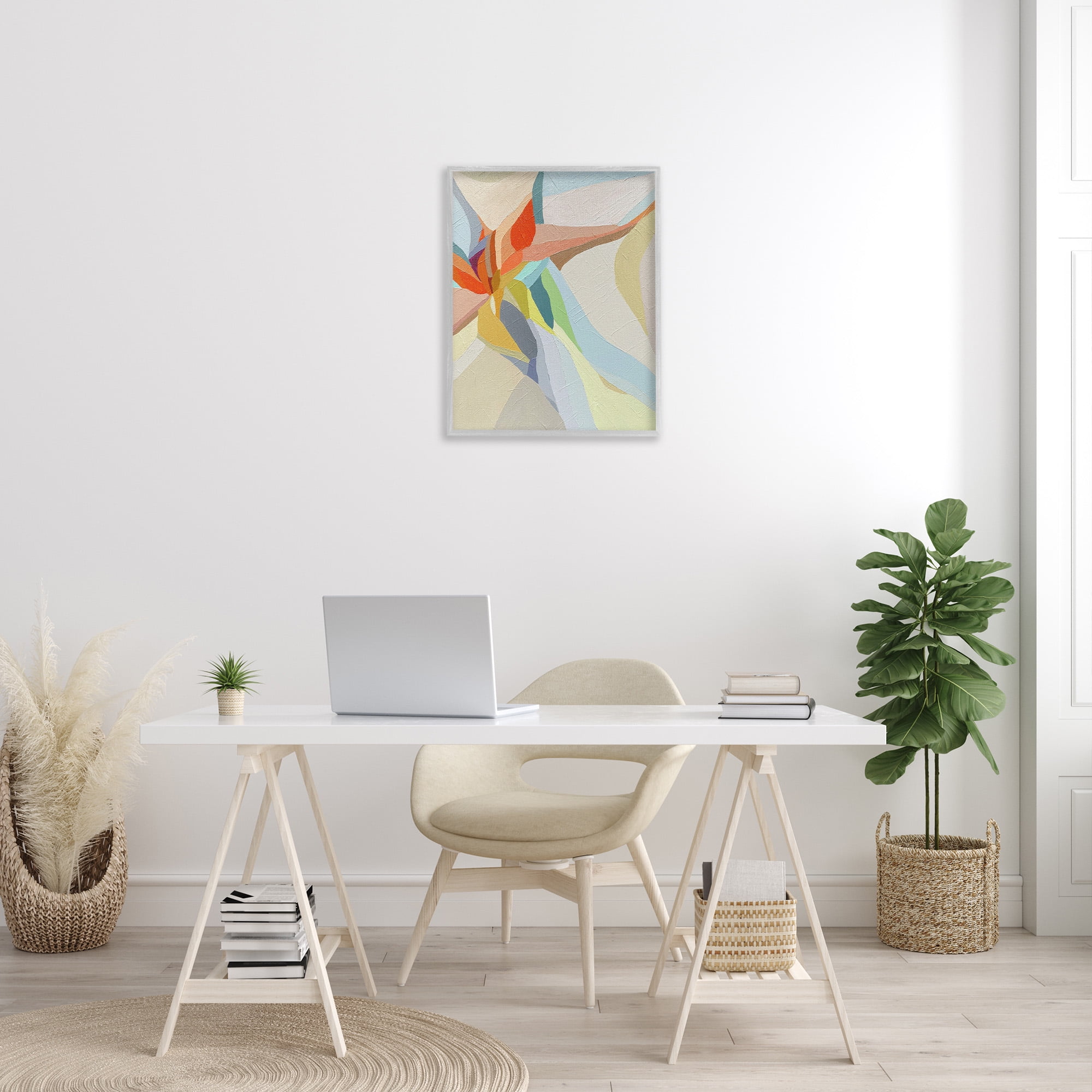Stupell Industries Asymmetrical Soft Shapes Abstract Painting Gray Framed Art Print Wall Art, 24 x 30