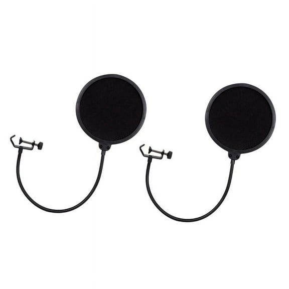 Microphone Filter Studio Mic Cover Recording Anti Cover Shield with Flexible Gooseneck and Clamp,2 x Microphone windshield,Black