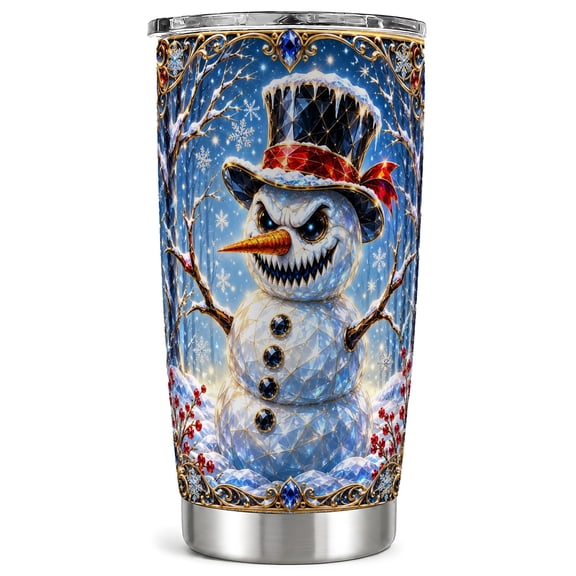 Evil Snowman 20oz Tumbler, Winter Tumbler, Stainless Steel Travel Cup