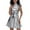 Silver, variant on Shiny Holographic Metallic Dress for Women Neck High Waisted Knee Length Flare Skater Dress Rave Party Outfits