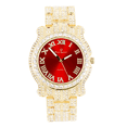 thumbnail image 2 of Charles Raymond Blinged Out Ultimate Gold Hip Hop Iced-out Royalty Mens WristWatch w/Easy Reader Roman Numeral Bright Colored Dial - L0504 RN - RED - GOLD, 2 of 5