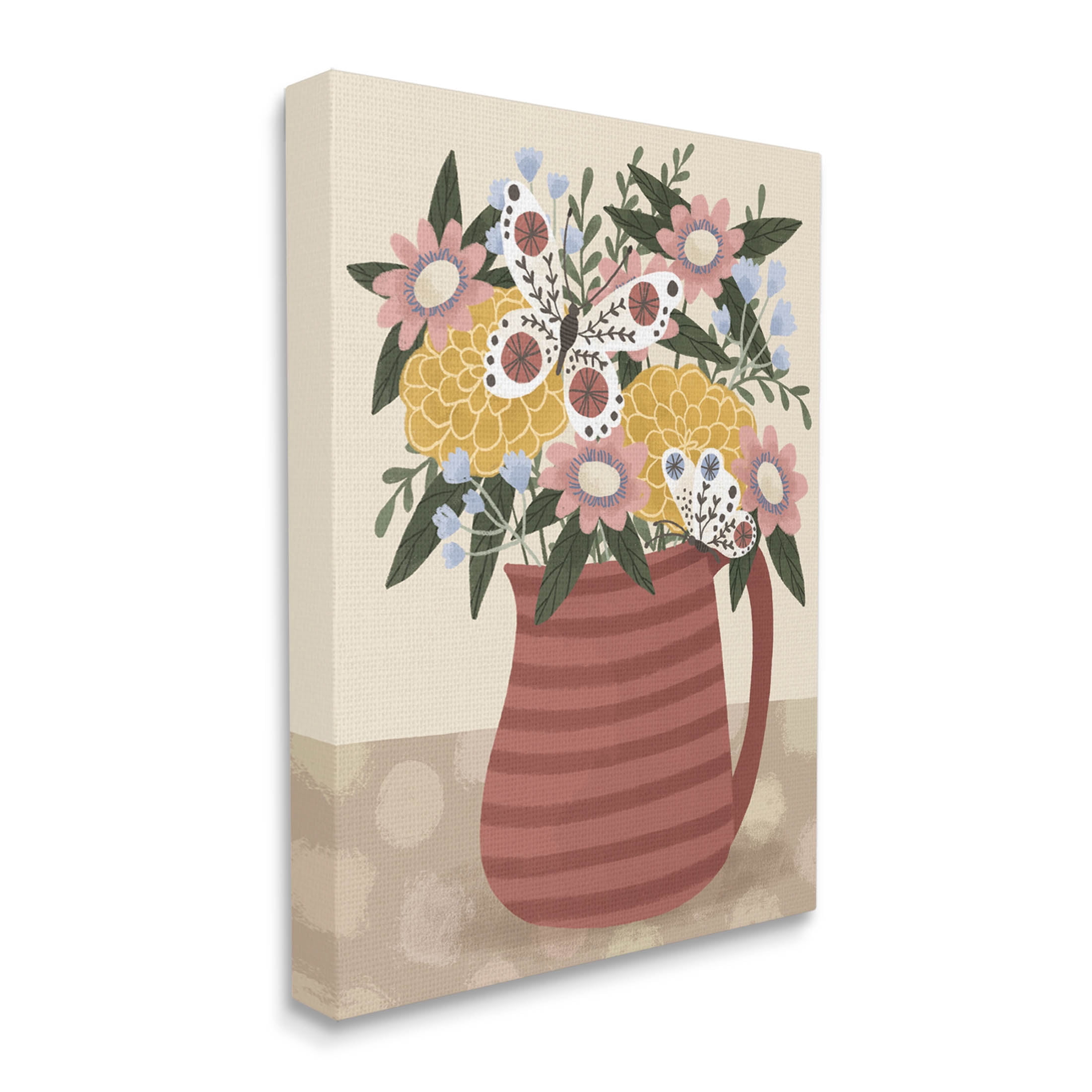 Casual Patterned Mixed Bouquet Botanical & Floral Graphic Art Gallery Wrapped Canvas Print Wall Art
