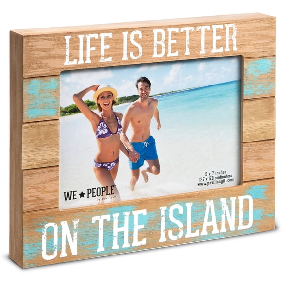 Pavilion Gift Company Life Is Better On The Island Frame, 7.25"L x 8.75"W, Brown