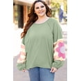 thumbnail image 3 of Ahlaray Elegant Vintage Oversized Top with Floral Patchwork & Long Sleeves - Smoke Green Beauty!, 3 of 8