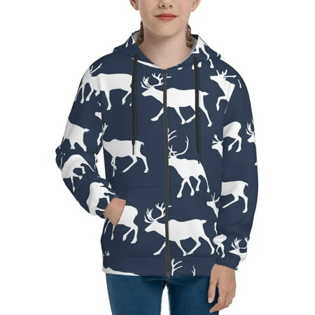 

Hoodies for Teen Girls Boys Aesthetic reindeer moose navyblue Long Sleeve Youth Kids Essentials Zip Up Hoodie Lghtweight Fashion Hoodies & Sweatshirts Jacket Fall Winter Outfits Tops