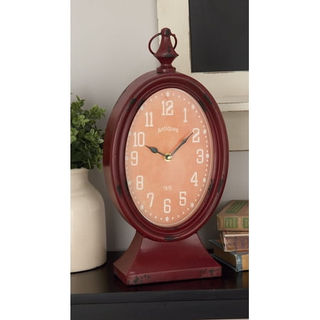 DecMode Set of 4 eclectic 18 inch oval iron table clocks