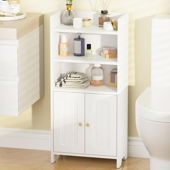 Jeskie Bathroom Storage Cabinet, Small Floor Cabinet, Toilet Paper Cabinets with 2 Doors and Shelves, Bathroom Organizers and Storage for Small Spaces, White 7.9" D x 14.6" W x 31" H YYG08W