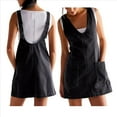 thumbnail image 3 of Minivestido Vaquero para Mujer, con Tirantes Ajustables, Falda Alta, Informal, Tipo Enterito Vaquero. Negro M, 3 of 7