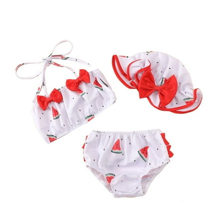 

IROINNID Toddler Girls 3PCS Sleeveless Beach Tankinis Bathing Suit With Hat