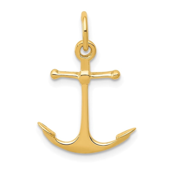 Diamond2Deal 14K Yellow Gold Anchor Charm Pendant for Women (L-19 mm,W-15 mm)