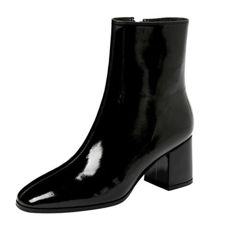 

Mackneog Side Chunky Plus Women s Ankle Size Boots High-Heeled Zipper women s boots Gift on Clearance