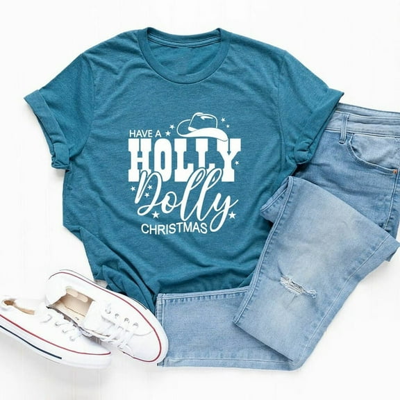 Have a Holly Dolly season Shirt, Winter T-shirts, season Shirt, Family season, Santa Cowboy Shirt, Merry and Bright Shirts, F4871 All Size S-5Xl