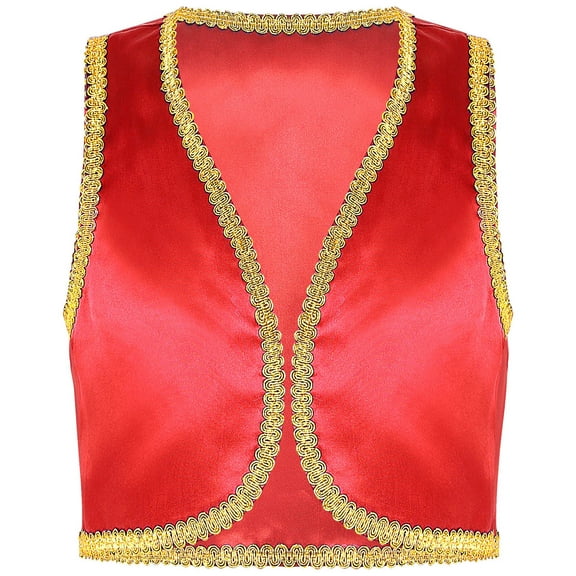 Alvivi Boys Arabian Prince Fairytale Cosplay Party Costume Waistcoat Performance Vest for Halloween Fancy Dress Up Red 14