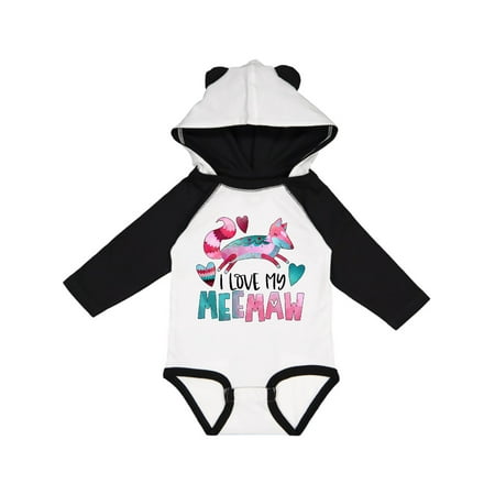 

Inktastic I Love My Meemaw Pink and Blue Fox with Hearts Gift Baby Boy or Baby Girl Long Sleeve Bodysuit