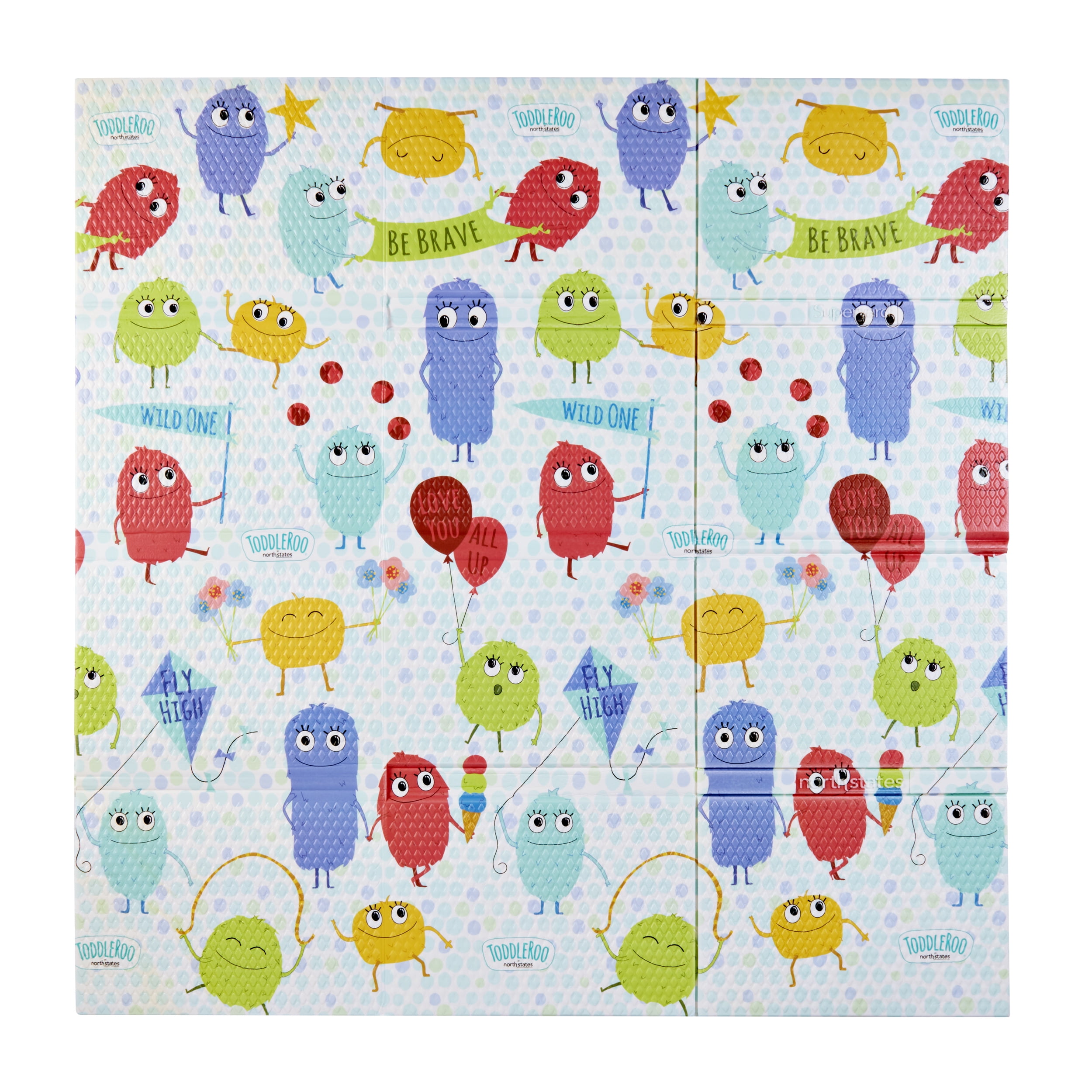Toddleroo by North States  Superyard Folding Toddleroo Friends Play Mat for Babies, Extra Large 71” x 71”, Multicolor