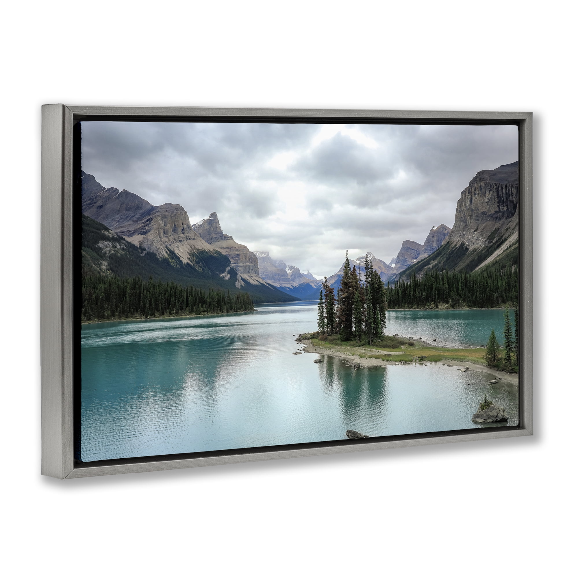 Stupell Industries Peninsula Vast Lake View Landscape & Nature Photography Gray Floater Framed Canvas Art Print Wall Art, 25 x 17