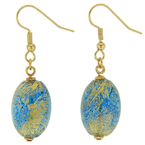 GlassOfVenice Murano Glass Ca D'Oro Olives Earrings - Aqua