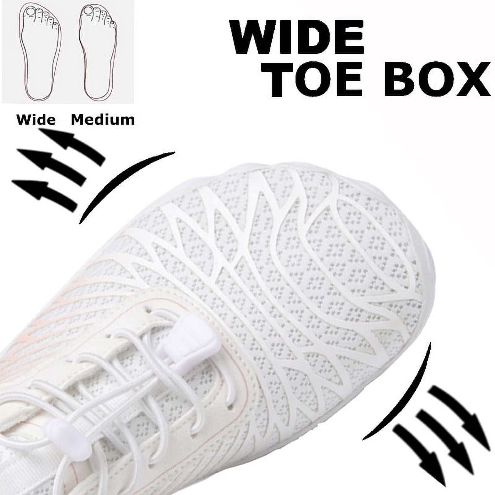 Stepedia Women's Wide Toe Box Barefoot Water Shoes Quick Dry Athletic Hiking Shoes, White 8 Wide