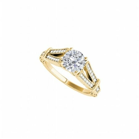 Fine Jewelry Vault UBNR50785EAGVYCZ Split Shank Design CZ Ring in 18K Yellow Gold Vermeil