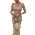 thumbnail image 3 of Gupgi Womens Solid Color Hollow Backless Tight Suspender Long Dress, 3 of 4