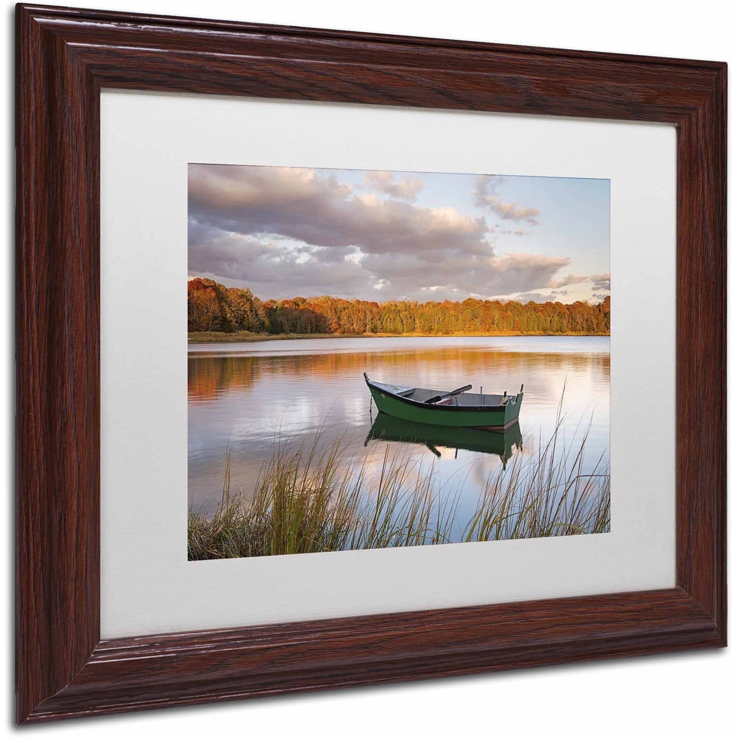 Trademark Fine Art 'Boat on Salt Pond' Canvas Art by Michael Blanchette Photography, White Matte, Wood Frame