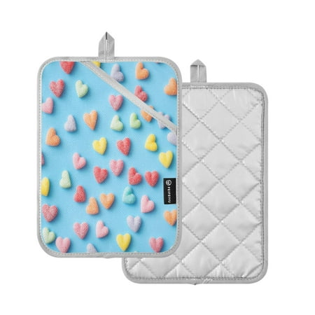 

2 Pcs Pot Holders Sets Oven Mitts Square Potholders Oven Hot Pads Heat Resistant for Kitchen Cooking Baking 7 x9.8 Colorful Candy Pattern