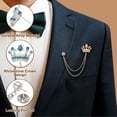 thumbnail image 3 of HUGFEGWE Crown Hanging Chain Brooch Pins, Rhinestone Suit Pins Fashion Crystal Lapel Pins UA824-3104, 3 of 7