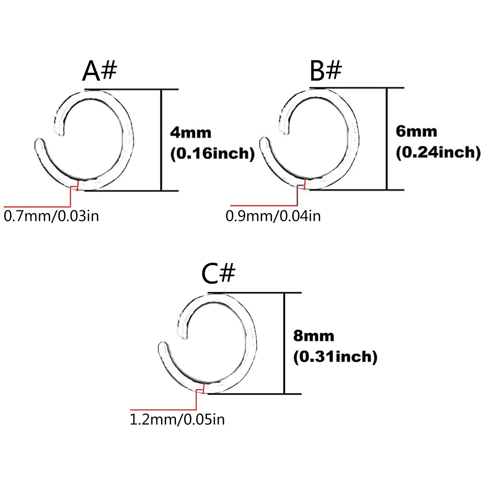 Open Jump Ring 4/6/8 mm Set Metal Split Ring Connectors Accessories for DIY Bracelet Pendant Jewelry Making Crafts