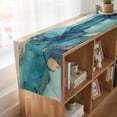 thumbnail image 6 of Teal Blue Marble Table Runner, Modern Abstract Texture Art Ombre Washable Cotton Linen Table Runners 60 Inches Long, Dresser Scarf Runner for Coffee/TV Stands/Kitchen/Cabinets 13''x60'', 6 of 9