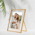 thumbnail image 3 of Gold Floating Picture Frame Set of 4, Gift Metal Glass Photo Frames, for Tabletop Display Vertically, 3 of 6