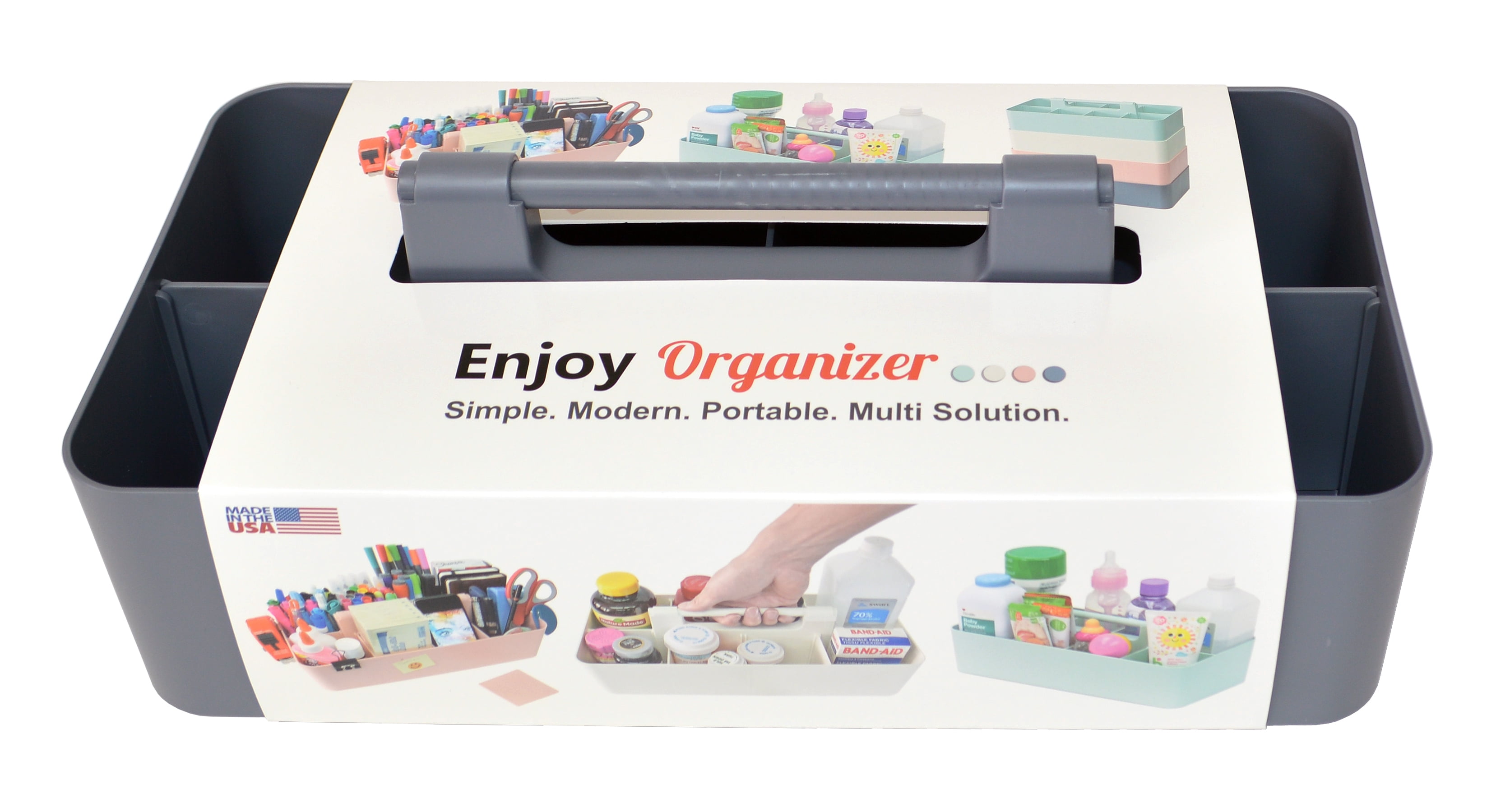 Enjoy Organizer Plastic Makeup Organizer with 8 Compartments, Gray Made In USA
