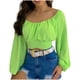 thumbnail image 1 of Tops Para Mujer Elegantes Blusas Casuales Camisas Erógenas de Moda Con Cuello en T Y Mangas Abullonadas Camisa de Color Sólido Blusa Superior Odeerbi  ODB156703, 1 of 9