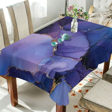 

WOBOGO Gilt Purple Marble Square Tablecloth 54×72in Polyester Fabric Tablecloth Washable Dust Resistant Wrinkle Resistant