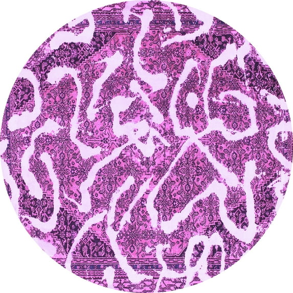 Ahgly Company Indoor Round Abstract Purple Modern Area Rugs, 6' Round