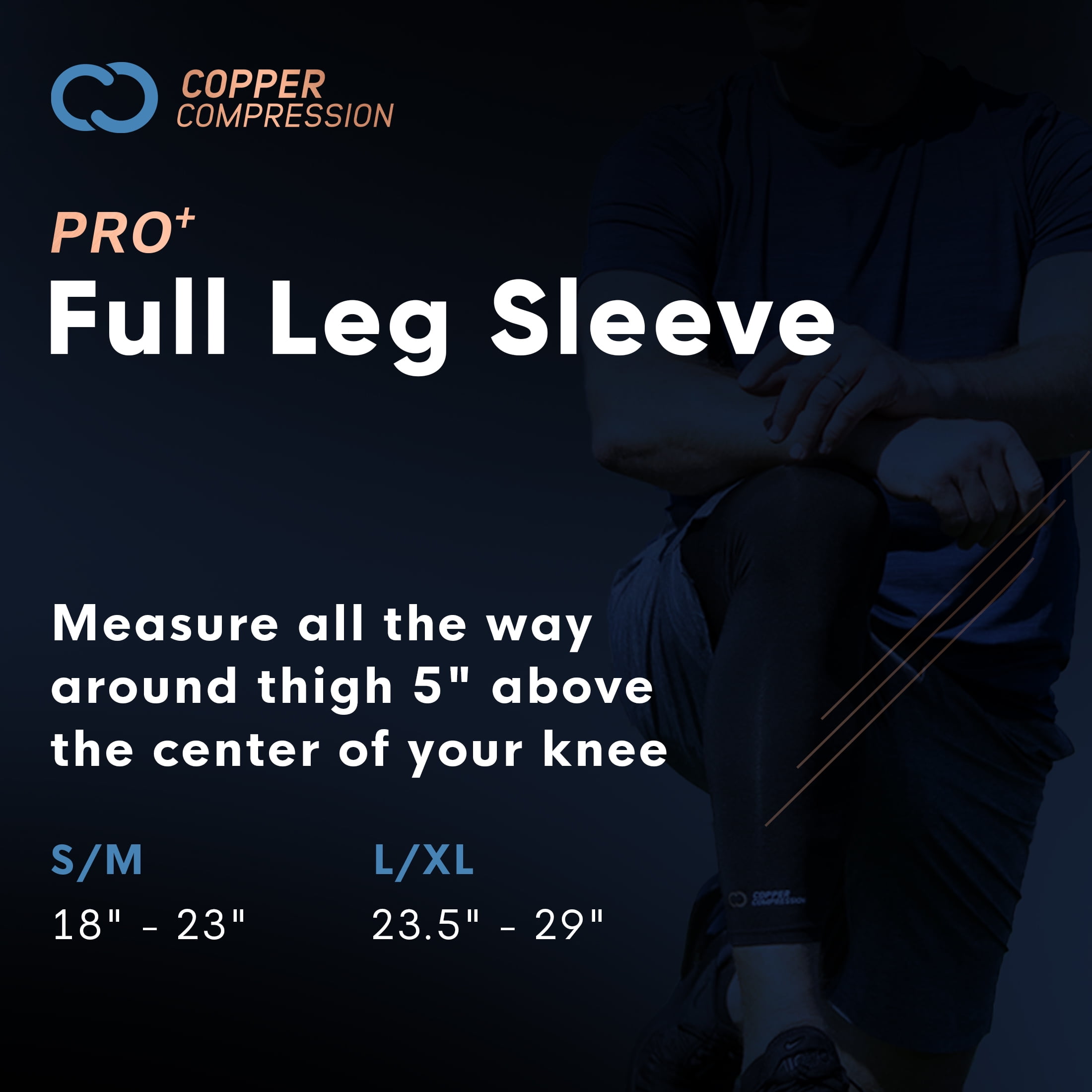 Copper Compression PRO+ Performance Leg Sleeve L-XL: Compression for Pain  Relief from Shin Splints and Sore Muscles (Unisex, Black, 1 Pair) 