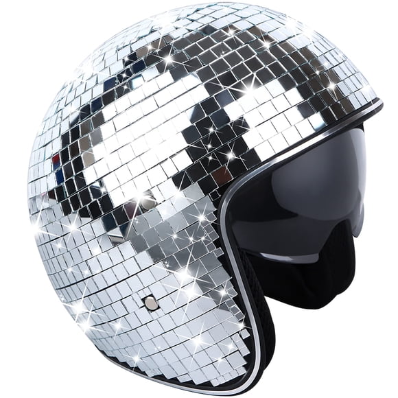 Ujuuu Casque de Disco avec Visière Rétractable, Verre Miroir Pailleté, Casque de Disco pour Femmes et Hommes, DJ, Boîte de Nuit, Scène, Bar, Fête