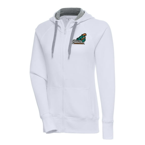 Women's Antigua White Coastal Carolina Chanticleers Victory Full-Zip Hoodie