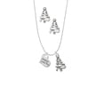 thumbnail image 2 of Delight Jewelry Silvertone Small Jesus Loves You Heart Silver tone Zig Zag Christmas Tree Charm Necklace and Stud Earrings, 2 of 4