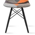 thumbnail image 5 of 2xhome - Set of 2 Fabric Patchwork Sam - Fabric Side Black Dark Wood Legs Eiffel Dining Room Chair - Lounge Chair No Arm Armless Less Chairs Seats, 5 of 6