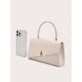 thumbnail image 5 of Women’s Beige Top Handle Handbag, Glossy Patent Leather Style Purse for Party and Daily Use, 5 of 8