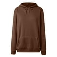 thumbnail image 4 of Hessimy Hoodie Women Casual Sweatshirts Workout Long Sleeve Drawstring Hooded Jacket Crop Tops Essentials Hoodie Pullover Oversized Women Blouses graphic hoodies(A66-Coffee,L), 4 of 4