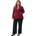 thumbnail image 3 of DARING DIVA Women's Plus Blazer Business Open Front Work Office Jacket Burgundy 3X, 3 of 5