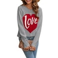 thumbnail image 1 of Gureui Valentine's Day Ribbed Knit Sweaters for Women Long Sleeve Love Heart Letter Print Round Neck Loose Pullover Jumper Tops Knitwear, 1 of 6