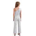 thumbnail image 2 of Rswnyirn Kids Flower Girls Allover Sequins Jumpsuit One Shoulder Sleeveless Wide Leg Romper Silver 10, 2 of 7