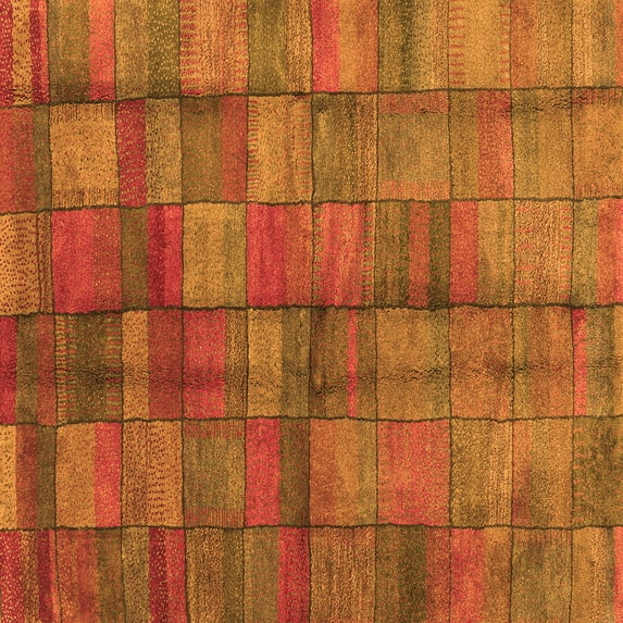 Ahgly Company Indoor Square Abstract Orange Contemporary Area Rugs, 6' Square