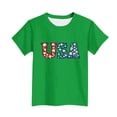 thumbnail image 5 of SGFCWSX Girls T-Shirts Short Sleeve 4th of July USA American Flag Print Patriotic Graphic Tees Green Size 5-6 Years, 5 of 6