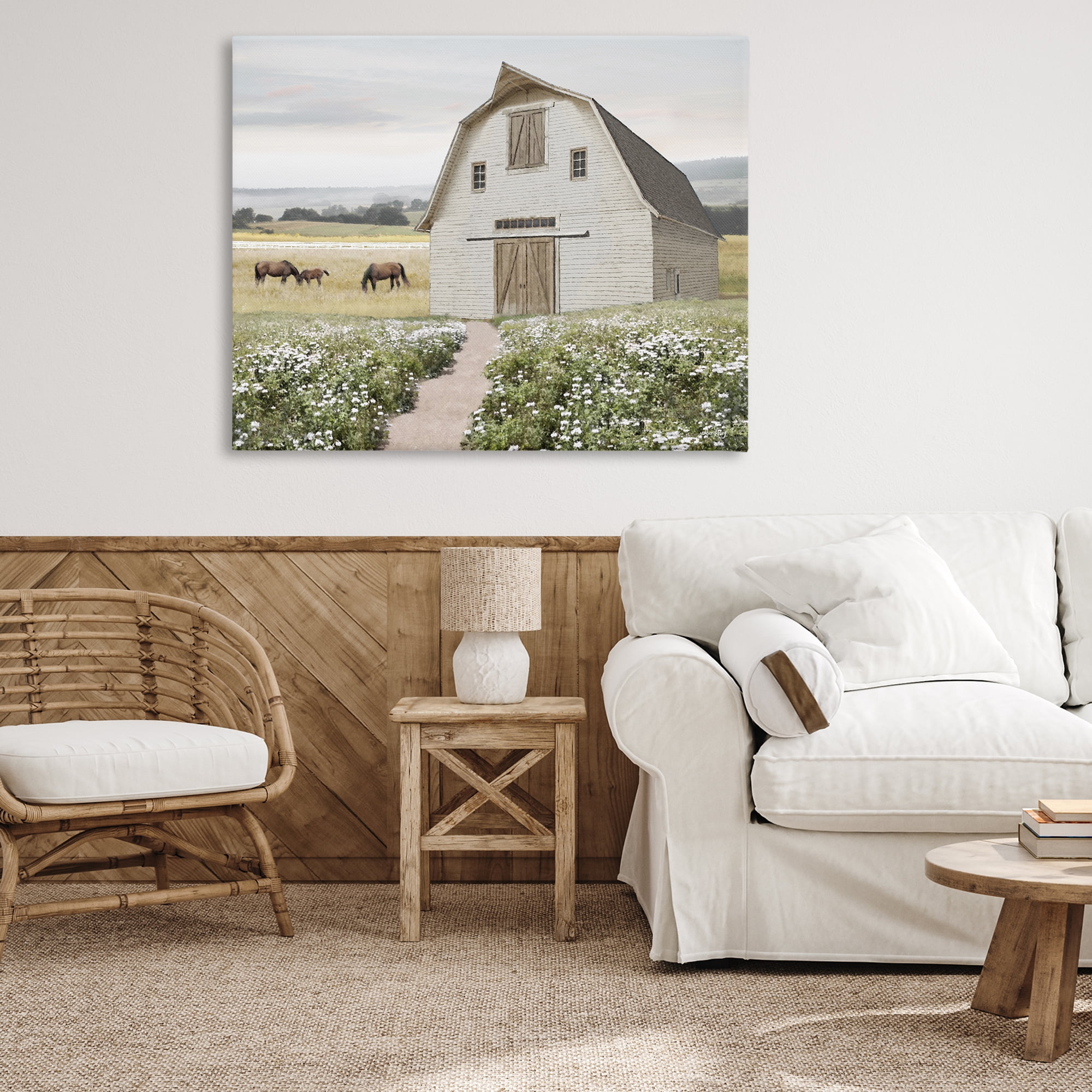 Stupell Industries Charming Path to Barn Landscape & Nature Painting Wrapped Canvas Art Print Wall Art, 48 x 36