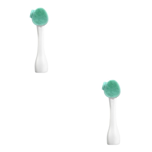 Seitruly Cepillo de limpieza facial Cepillo de masaje facial de silicona Limpiador facial exfoliante, cabeza única, verde blanco Verde blanco 1 cabeza 2piezas Seitruly CBP152387