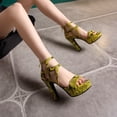 thumbnail image 2 of Rokment Platform High Heels Dressy Sandals for Women Ladies 2026 Summer Fashion Sexy Faux Snakeskin Leather Stiletto Heeled Strappy Dress Sandals with Back Zipper Gold Size 7, 2 of 6